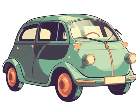 Cartoon car with a green paint job png
