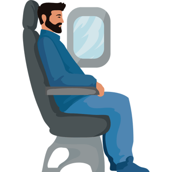 A man sitting on an airplane seat with his eyes closed png