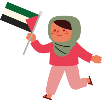 A cartoon girl holding an uae flag png