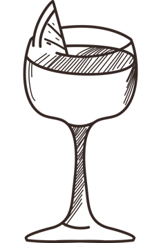 A black and white drawing of a cocktail glass png