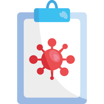A clipboard with a red virus icon on it png