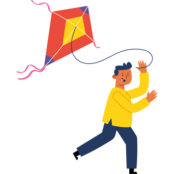 A man is flying a kite with a string png