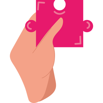A hand holding a pink puzzle piece png