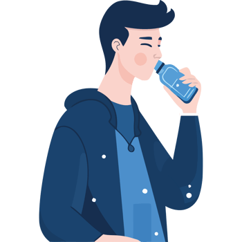 A man drinking water from a bottle png