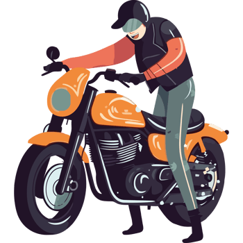 A man riding a motorcycle on a black background png