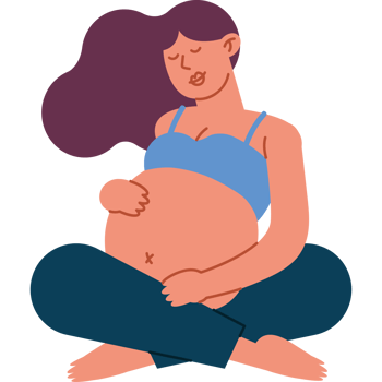 Pregnant woman sitting in the lotus position png