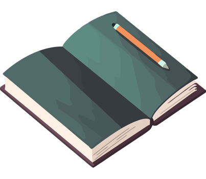 An open book with a pencil on top png