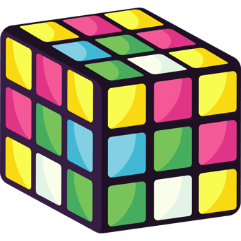A rubik's cube with colorful squares png