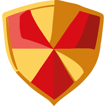 A shield with a red and yellow cross on it png