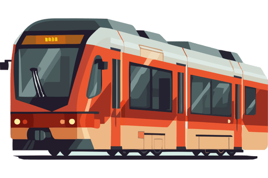 A train is shown in a flat style png