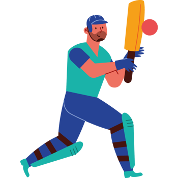Cricket player with bat and ball png