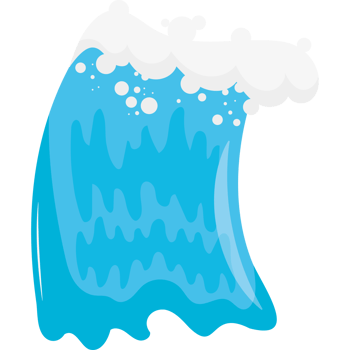 A cartoon wave with bubbles on it png
