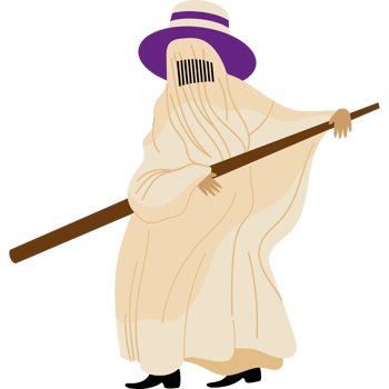 A ghost with a hat and a stick png