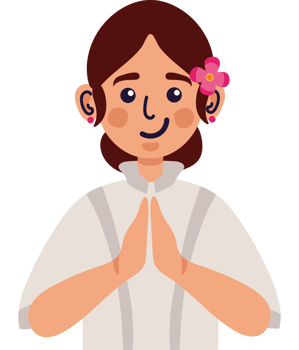 A woman in a white shirt and pink flower in her hair png