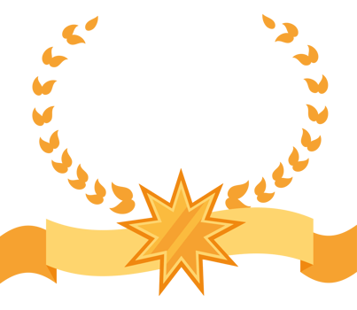 A golden star with a ribbon and laurels png