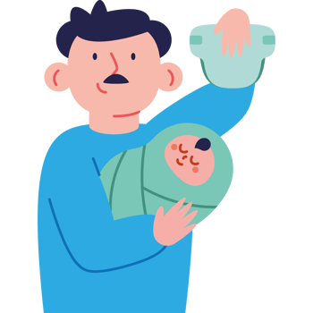 A man holding a baby in his arms png