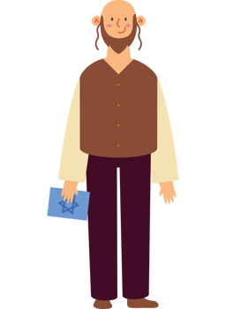 A cartoon man with a beard and a blue folder png