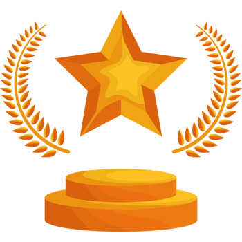 A golden star on a pedestal with laurel wreaths png