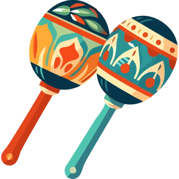 Two maracas with colorful designs on them png