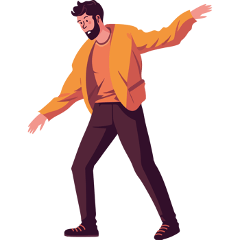 A man in a yellow jacket is dancing png