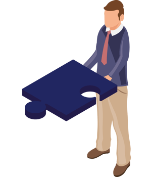 A man holding a puzzle piece png