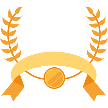 A golden laurel wreath with a medal in the center png