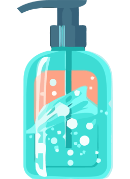 A bottle of hand sanitizer with bubbles png