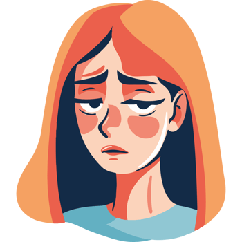 A cartoon girl with red hair and blue eyes png
