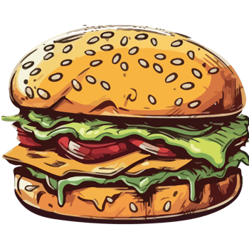 A hamburger with cheese and lettuce png