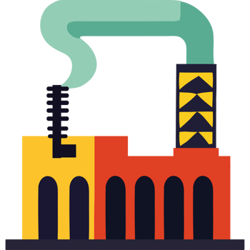 A factory with smoke coming out of the chimney png