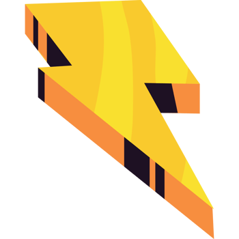 A yellow lightning bolt on a black background png