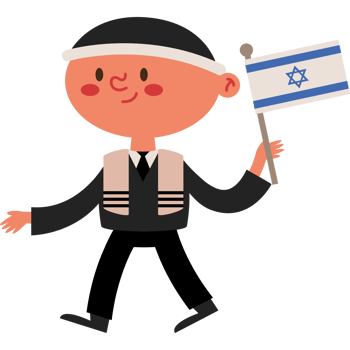 A cartoon man holding an israeli flag png