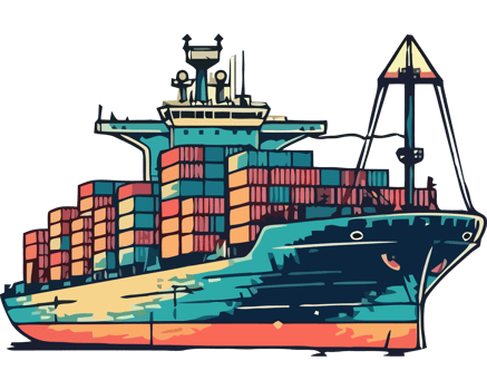 A cargo ship with containers on it png