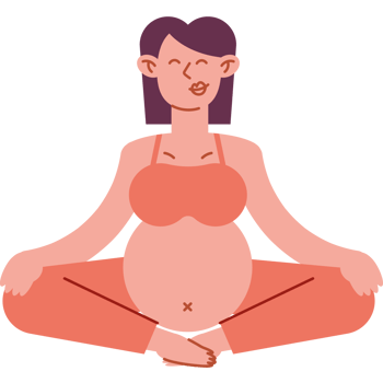 A pregnant woman sitting in a yoga pose png