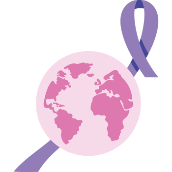A purple ribbon around the earth and a purple ribbon around the world png
