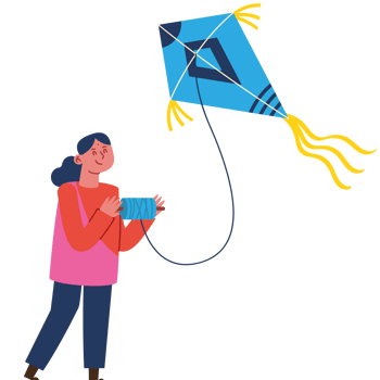 A woman is holding a kite and a man is standing next to her png