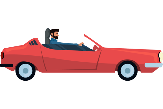 A man driving a car in a cartoon style png