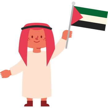 A cartoon character holding an uae flag png
