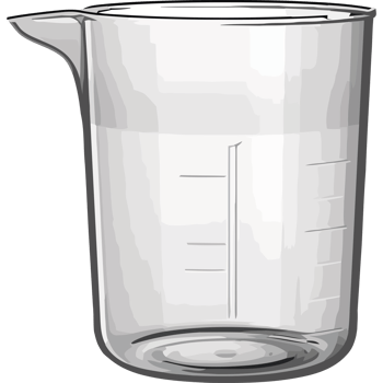 A beaker with a measuring cup on a black background png