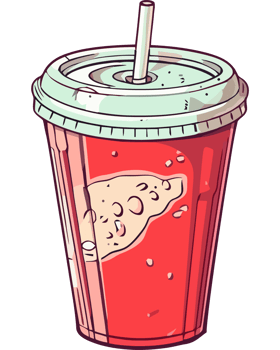 A red drink with a straw in it png
