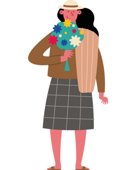 A man with a bouquet of flowers png