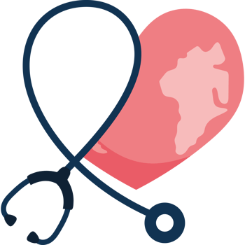 Heart with stethoscope and globe png