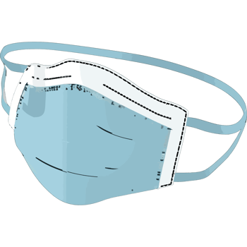 A blue surgical mask on a black background png