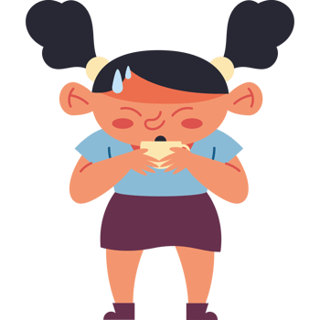 A cartoon girl with a cup of coffee png