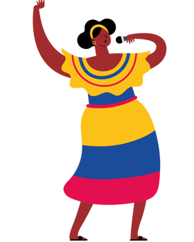 A woman in a colorful dress dancing png