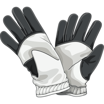 White gloves with black cuffs on a black background png