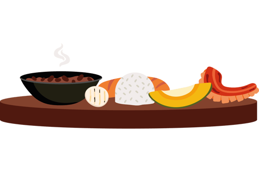 A plate with food and a bowl of soup png