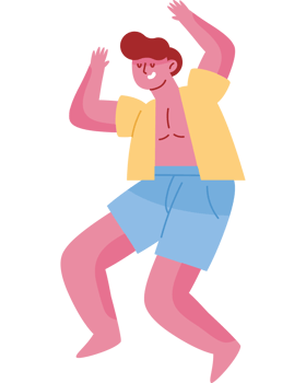A man in shorts and a shirt is dancing png