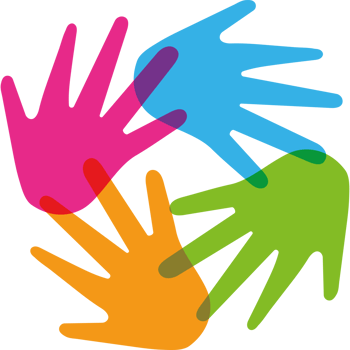 Colorful hands in a circle with a black background png