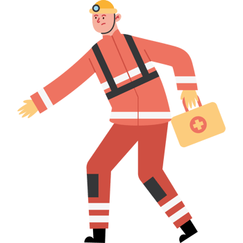 Fireman with first aid kit and bag png